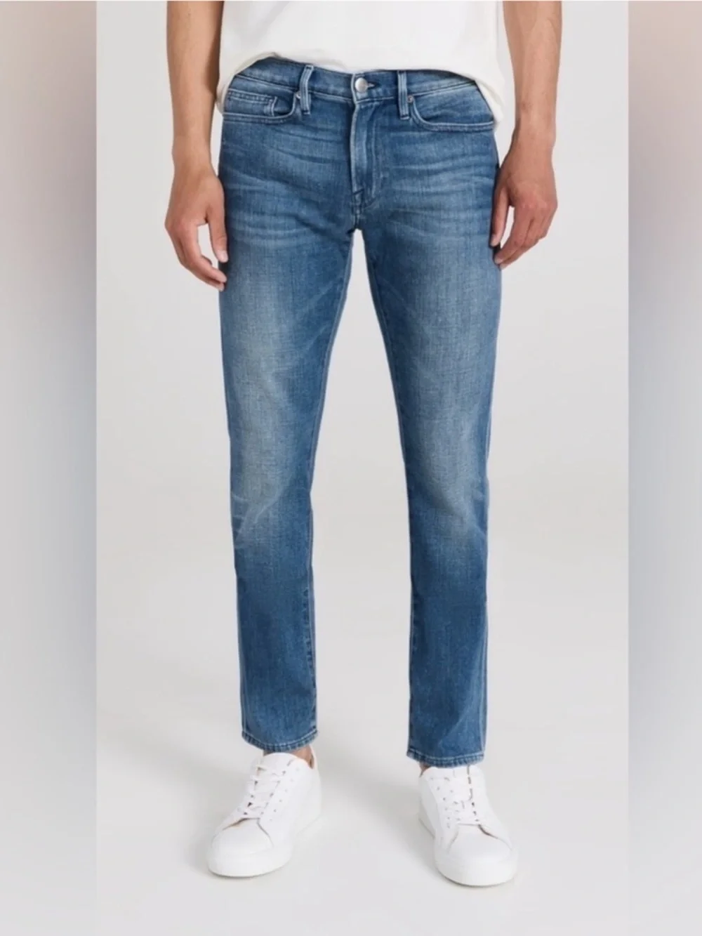 Frame Denim Men's L’Home Slim Straight Jeans in Mid Blue Wash